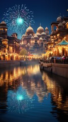 Fototapeta premium Beautiful Illustration of Firework over the sky for special celebration