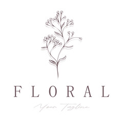 Obraz premium Elegant floral and leaf frame. Delicate botanical vector illustration for labels, spas, corporate identity, and wedding invitations