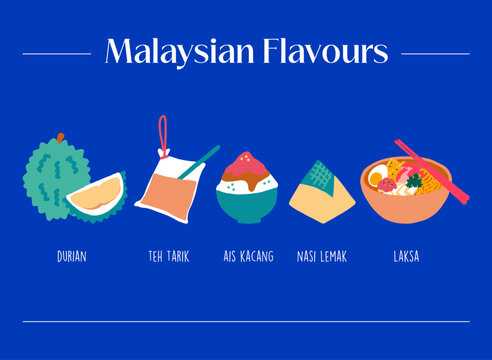 illustration of malaysian food