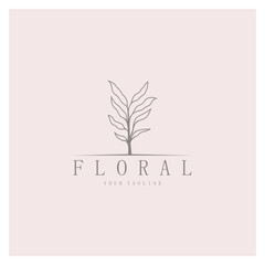 Fototapeta premium Elegant floral and leaf frame. Delicate botanical vector illustration for labels, spas, corporate identity, and wedding invitations