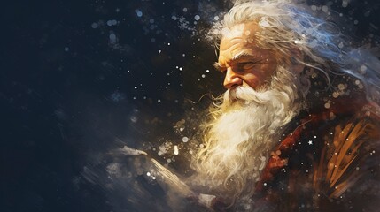 Obraz na płótnie Canvas Santa Claus, rendered in impressionism style, copy space, generative ai