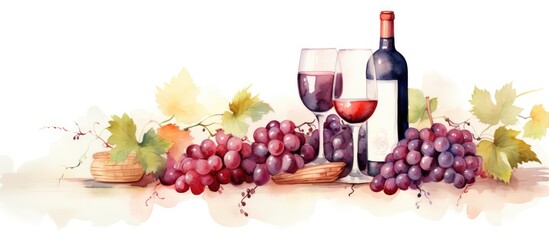 Watercolor depiction of wine
