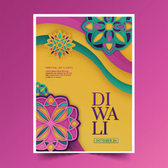 paper style diwali cards collection design vector illustration