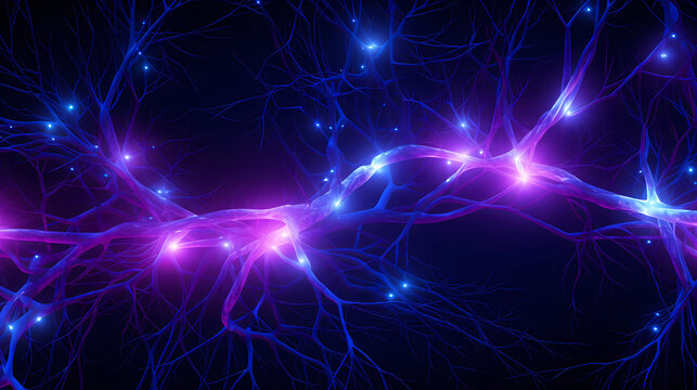 Neurons Synapses Brain Cells Neurotransmitter Connecting Neon Light Bright Shiny Plexus Glowing Desktop Wallpaper 4k HD