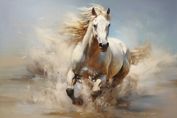 Obraz na płótnie Canvas oil painting of a horse. Generative AI
