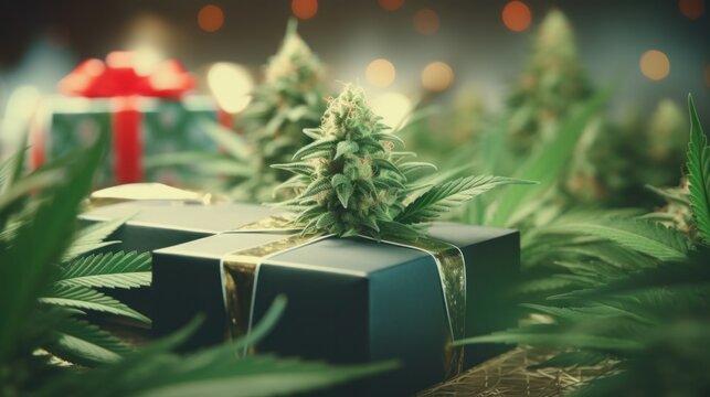  CBD Packaging: Eco-Friendly Papers with Green Marijuana Sign for a Merry Christmas