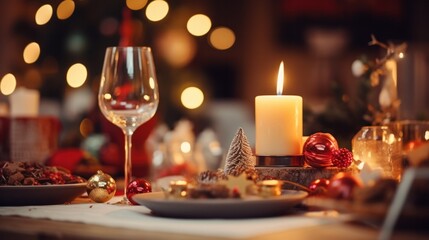 Fototapeta na wymiar Candlelight Gathering: Celebrating Christmas with Friends in Cozy Ambience