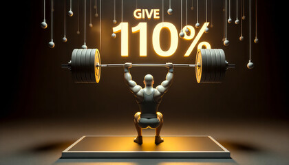 Weightlifters Dedication: Pushing Beyond Limits with a 110% Barbell