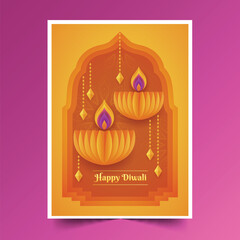 paper style diwali festival cards collection design vector illustration
