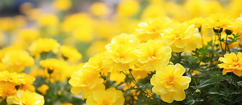 Blooming yellow flowers in garden