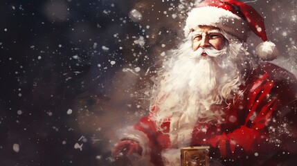 Santa Claus, rendered in impressionism style, copy space, generative ai
