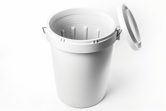 White isolated garbage bin. Generative AI