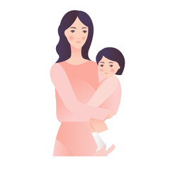 Obraz premium Baby And Woman With White Background