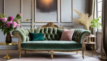 elegant velvet sofa