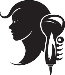 Electric Hair Dryer Silhouettes Elegant and Simple Hair Salon Tools Illustration for Design Inspiration
