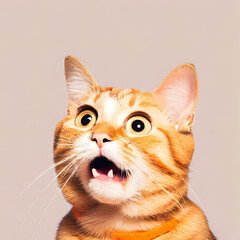 surprised red cat on a light background created with generative ai technology	