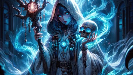 The mighty necromancer Trying her new Spell