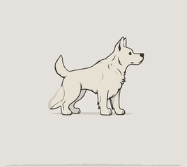 illustration of a white dog, hand drawn dog, dog illustration, pet illustration, dog, pet, dog pets, pet friendly,  cute dog, dog animal, cute pet, dog breeds, Hand drawn a simple, flat the cute dog