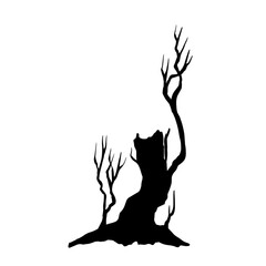 Silhouette of a dry branchy tree. Vector graphics.