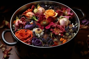 lovely potpourri in a container. Generative AI