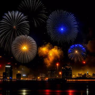 fireworks over the river, background image