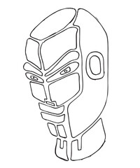 robot face simplistic facial expression vector illustration, simple hand drawn shaped emoticon, funny cartoon character