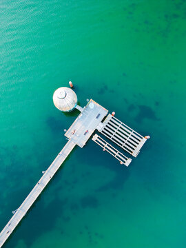Aerial of the Zingst Pier with the Diving Gondola