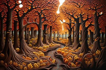 A magical autumn forest scene