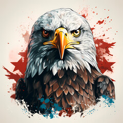 drawing of large eagle with american flag