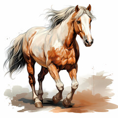 Fototapeta premium thoroughbred horse drawing in the desert