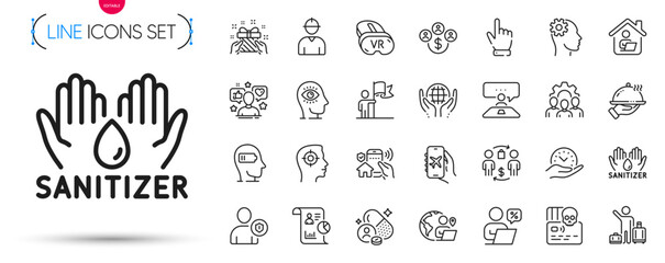 Pack of Interview job, Team work and Restaurant food line icons. Include Safe time, Flight mode, Online discounts pictogram icons. Recruitment, Cyber attack, Vr signs. Leadership. Vector - obrazy, fototapety, plakaty