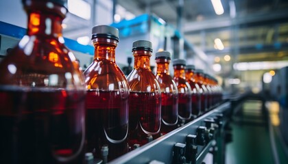Precision in Production: Beverage Bottling on a Pristine Factory Line. Generative ai