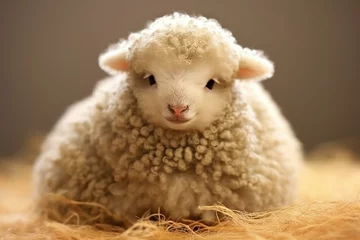 Foto op Plexiglas Adorable sheep with soft fur, playfulness,. Generative AI © Daniel