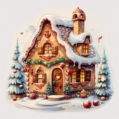 Fototapeta na wymiar christmas gingerbread house in the snow