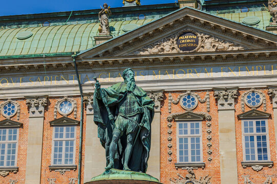 Statue of Gustavo Erici in front of Riddarhuset (House of Nobility) in Stockholm, Sweden.
