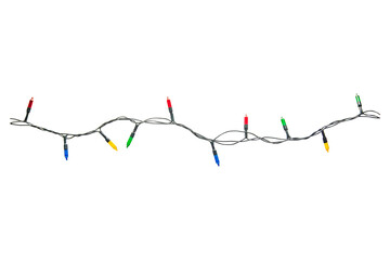 String of Christmas lights isolated on transparent background. .