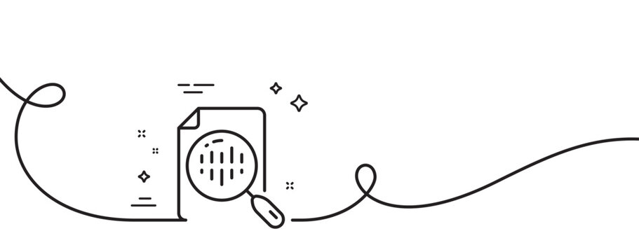Diagram chart line icon. Continuous one line with curl. Analytics graph sign. Market analytics symbol. Analytics chart single outline ribbon. Loop curve pattern. Vector