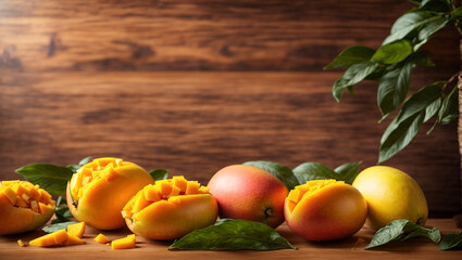 fresh mango on old background