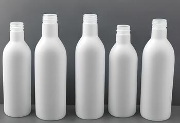 A set of creative plastic and glass bottles, ecology theme, Generative AI - obrazy, fototapety, plakaty