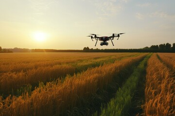 agricultural drone improving farming accuracy and crop observation. Generative AI - obrazy, fototapety, plakaty
