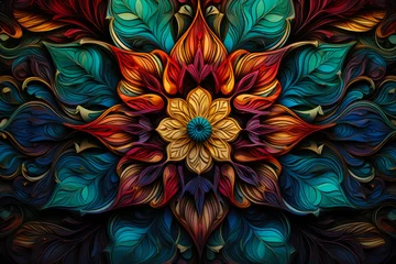 Fotobehang Elegant Jewel-Toned Mandala Designs © AIproduction
