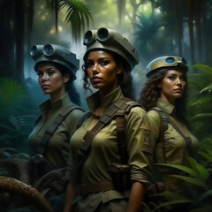 Fototapeta premium Girls in military uniform