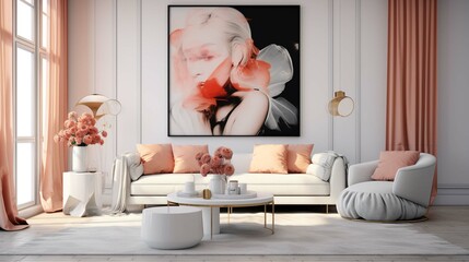 Fototapeta na wymiar a modern female inspired living room mockup. generative ai 