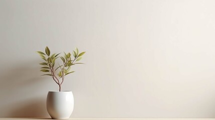 decorative vase with indoor plant inside room simple minimalist illustration copy space. generative ai 