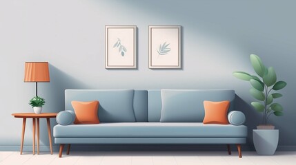 interior background space décor empty cozy simple pillow modern sofa apartment grey style. generative ai 