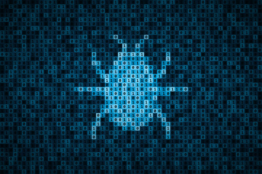 Bug silhouette made from 0 and 1 symbols of binary code