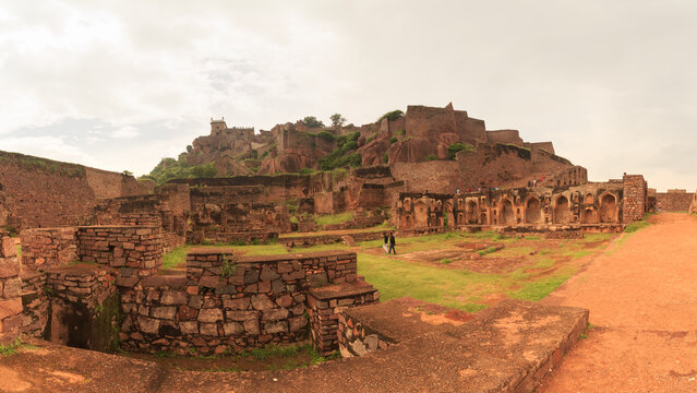 Panoramic image of ruins of Golconda ford, Hyderabad, India