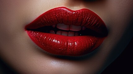 Fototapeta premium Luxurious female lips with emphasized texture. Cosmetics and lip care.