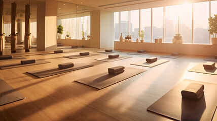 Modern yoga class interior