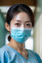 Obraz na płótnie Canvas a nurse standing inside a hospital hallway